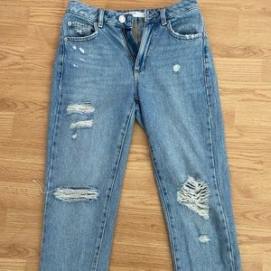 garage ripped straight/mom jeans